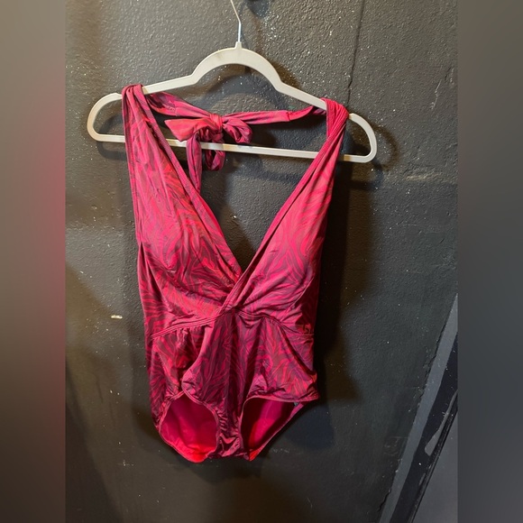 Women’s House Of Fraser Pink and Black Swirl One-Piece Swimsuit - Picture 1 of 5
